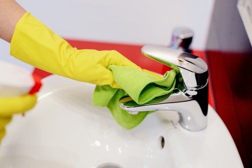 Carpet cleaning team preparing equipment safely before work